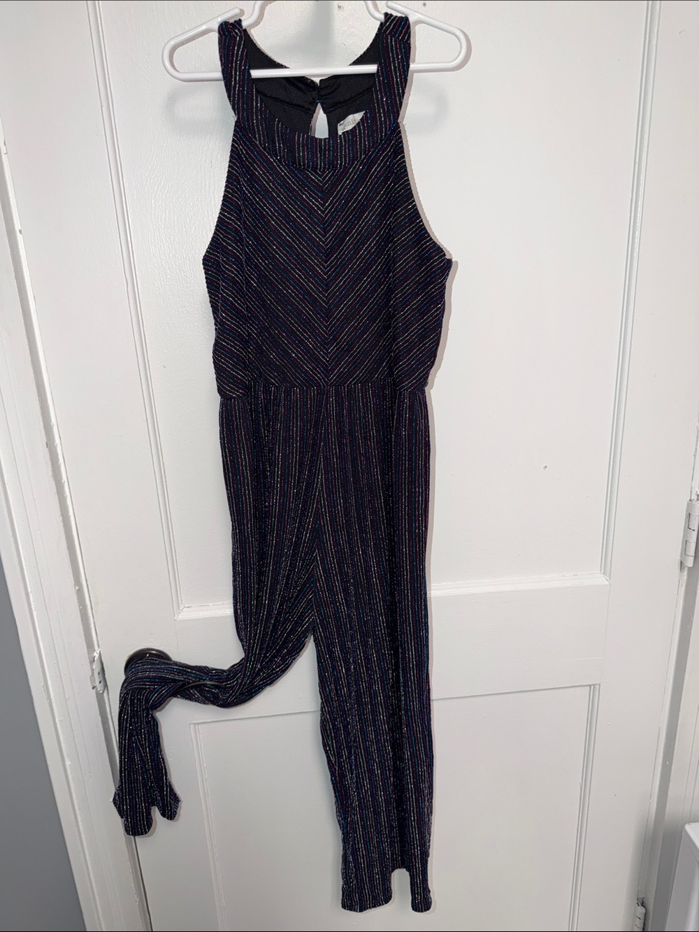 Knitworks Black Glitter Stripe Girls One-Piece Jumpsuit